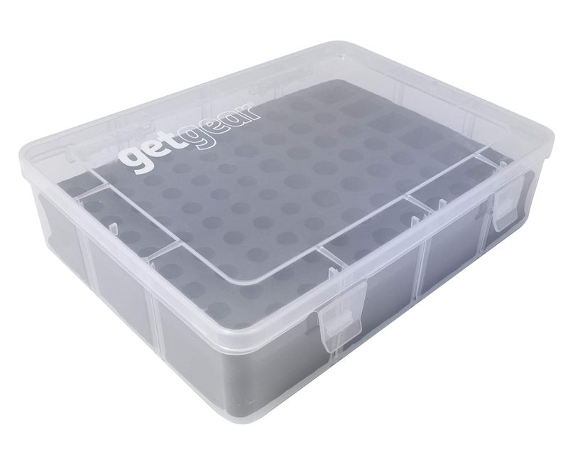 GETGEAR battery storage case for AA, AAA, and 9 Volt batteries, customized inlay to hold battery neat (Clear Large) - Image 2